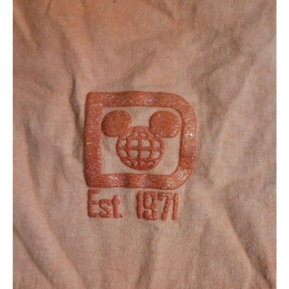 Disney Parks Walt Disney World Orange Peach Coral Ombre Glitter Spirit Jersey XS - Picture 9 of 10